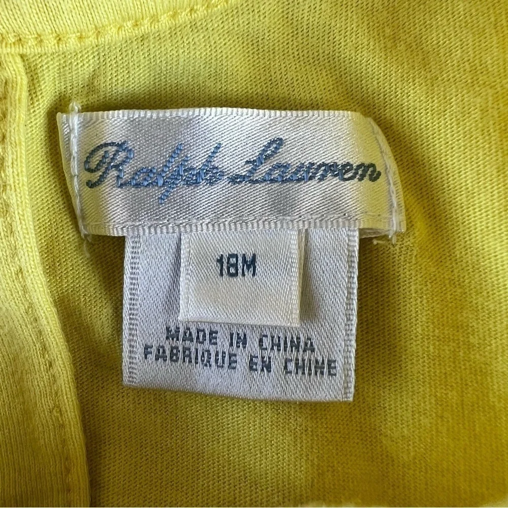 Ralph Lauren Double Ruffle Sleeveless Dress Toddler Size 18 Months Bright Yellow